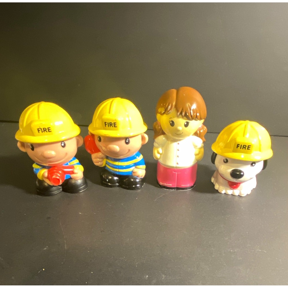 Battat small people characters Figure Lot 2 Firefighters Girl & Dog